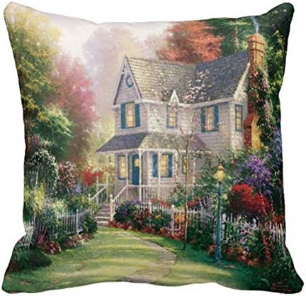 Car Seat Back Cushion Cover Both Sides Same Pattern Square Cotton Linen 20x20 Inch