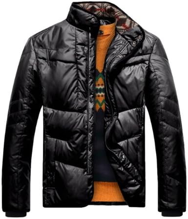 Match Mens Classic Bomber Down Coat Jacket #YS019(Black, US Medium(Label size L))