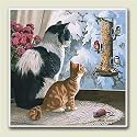 Tile Trivet 684 ~Cat Birdwatchers~ 6 inch x 6 inch
