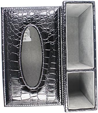 Tissue Box with Pu Leather High Class Shine and Texture Type Rectangle for Home Office (trapezoidal+Black)