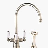 Franke Triflow Series TFC460 Corithian Triple Lever Gooseneck Filtration Faucet with Built-In Filtration System & Side Sprayer: Windsor Bronze