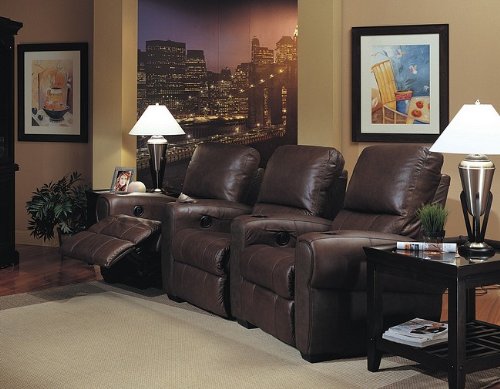 Director's Collection Brown Leather Motion Home Theater Sofa Couch