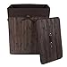 Songmics Folding Laundry Basket With Lid Bamboo Hampers Dirty Clothes Storage Rectangular Dark Brown ULCB63K