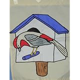 Finch Birdhouse Outdoor Appliqued Garden Flag 17 x 13