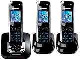 Panasonic KX-TG8423GB schnurloses DECT-Telefon Trio mit Anrufbeantworter schwarz