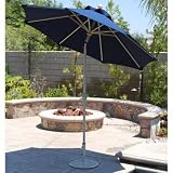 Galtech 7.5-ft. Deluxe Auto Tilt Patio Umbrella Suncrylic Bar Height Ribbed Champagne Black -