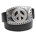 Boston Traveler Rhinestone Peace Option Buckle Belt Black