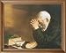 Daily Bread Man Praying At Dinner Table Grace Religious Picture Oak Framed Art Print