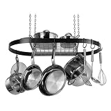 Range Kleen Wrought Iron Oval Hanging Pot Rack - Black