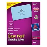 Avery Address Labels, Clear, 3.33 x 4-Inches, Box of 300 (5664) Avery Address Labels, Clear, 3.33 x 4-Inches, Box of 300 (5664)