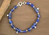 Lapis lazuli flower bracelet, 'Blossoming Ecstasy'