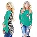 hqclothingbox Fashion Women's Sexy Crewneck Leopard Long Sleeve T-shirts Tops