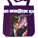 New President Obama Waving Canvas Belt Loop Tote Bag - Purple