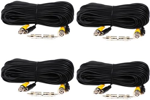 VideoSecu 4 Pack 100ft Video Power HD Security Camera Cables Pre-made All-in-One Extension Wire Cord with BNC RCA Connectors for 960H HD-CVI HD-TVI AHD CCTV Surveillance Camera DVR System CBHD1004 A1G