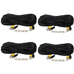 VideoSecu 4 Pack 100ft Feet Video Power Cables Security Camera Extension Wires Cords with Free BNC RCA Connectors for CCTV DVR Home Surveillance System B97