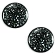 Black Single Flared Black Gem-Studded Plug with Clear Dome Coating and "O" Ring - 2G - Sold as a Pair