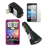 SKQUE Premium Pink Hard Rubberized case with Clear Crystal Screen Protector ....