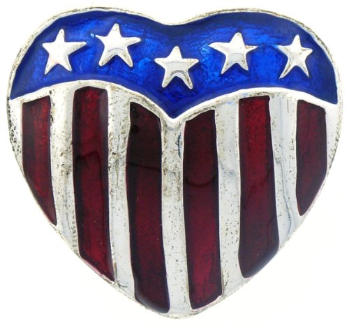 USA Patriotic Heart Flag Enameled Pin in Gift Box