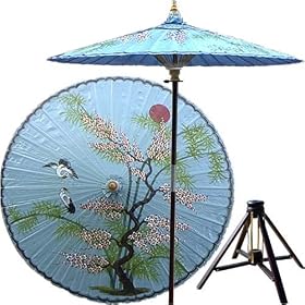 Japanese Outdoor Decor - 84 Asian Splendor Oriental Patio Umbrella ( Andaman Blue ) by ORIENTAL FURNITURE