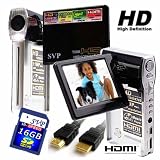Pocket Video Camera SVP T900 HD 720p Ultra Slim Black DIGITAL CAMCORDER+CAMERA+MP3/MP4 w/ 270 degree flip LCD + HDMI out cable w 16GB