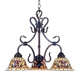 Landmark 363-VA Tiffany Buckingham 3-Light Chandelier, 20-Inch, Vintage Antique with Tiffany Style Glass