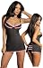 Black Babydoll Sleepwear Set - Sexy Intimate Apparel Lingerie with Ruffle Panties