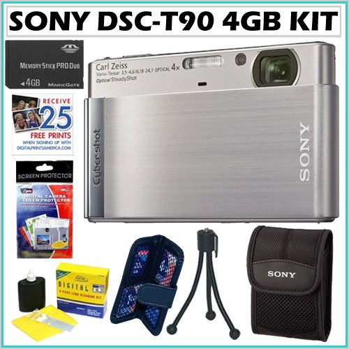 51EaFF1mRuL #1. Cheap Sony Cyber shot DSC T90 12 MP Digital Camera in Silver + 4GB Accessory Kit by Sony