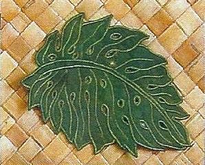 Hawaiian Floral Placemat Fabric Cut Out Monstera Leaf