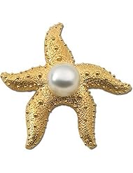 18K Yellow Gold Paspaley South Sea Cultured Fine Flat Button Pearl Starfish Brooch -- LIFETIME WARRANTY