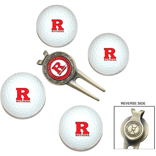 Rutgers Scarlet Knights Pack Of 4 Golf Balls And Divet Tool Gift Set From Team Golf