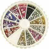 2400 1mm & 2mm Round Nail Art Rhinestone Wheel Kit