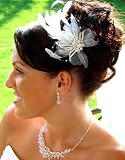 IVORY Crystal Feather Fascinator Bridal Headpiece