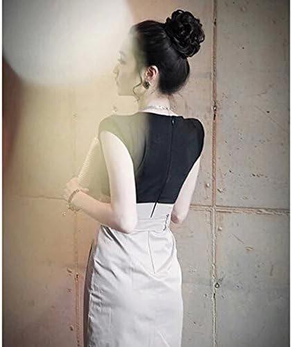 Women 2 PCS Black and Dark Brown Hair Wave Scrunchie Bun Extensions Curly Ponytail Hairpiece