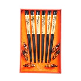 Abacus "Phoenix & Duck": Baguettes de bois asiatiques ensemble de bois de haute qualit� (6 baguettes et d�tenteur) - FR CS-03