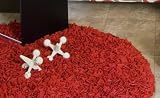 Graphite Red Round Shaggy Nursery Rug by Glenna Jean