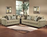 2pc Sofa Loveseat Set Multi Throw Pillow Back in Light Taupe Color