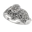 Sterling Silver Marcasite Rings with Clear CZ - Elephant - Sizes: 5-9