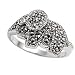 Sterling Silver Marcasite Rings with Clear CZ - Elephant - Sizes: 5-9