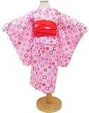【着物問屋】 女の子浴衣ゆかた 【フルフルッチュ・ピンク】 90cm(1〜2才用...