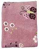 Lambs and Ivy Luv Bugs Plush Print Blanket, Plum