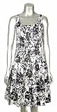 Lauren by Ralph Lauren Black/White Cotton Blend Patterned Pleated Dress 10 Petite