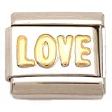 Love Italian Charm Gold Plated Bracelet Jewelry 9mm