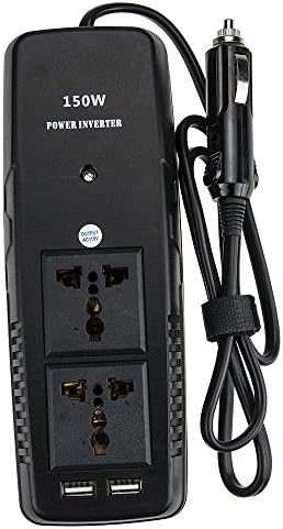 YoYoflyer DC 12V to AC 110V Power Converter Inverter Car Charger with 2 Outlets 2 USB 150W for Using Tablet Air Compressor Fan in Car