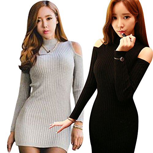 【ARINCO】 レディース ニットワンピ ゴージャス セレブ 2color 5Size 肩スリット