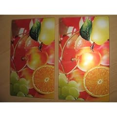Thermo Glas-Schneidebrett 2-teiliges Set, mit Obstmotiv
