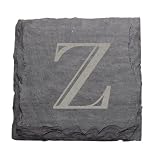 JK Adams Set of Four 4-Inch Square Monogrammed Slate Coasters, Z