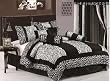 Chezmoi Collection 8-Piece Black and White Micro Fur Zebra with Giraffe Design Comforter 90-Inch by 92-Inch Bed-in-a-bag Set, Queen Size Bedding