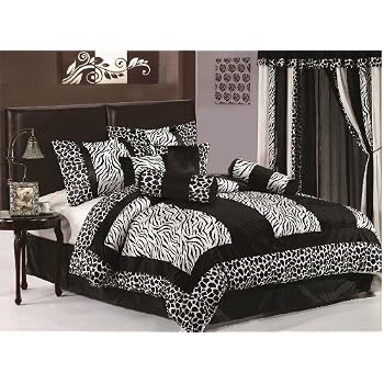 Set A Shopping Price Drop Alert For Chezmoi Collection 8pc Black & White Micro Fur Zebra with Giraffe Design Comforter 90