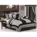 Chezmoi Collection 8-Piece Black and White Micro Fur Zebra with Giraffe Design Comforter 90-Inch by 92-Inch Bed-in-a-bag Set, Queen Size Bedding