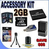 BigVALUEInc Accessory Saver Bundle for Olympus Stylus 1000, 300D, 400D, 410D, 500D, 600D, 800, 810 Digital Cameras Kit Includes Rechargeable Lithium Ion Replacement Battery LI10B + 2GB xD Memory Card and MORE